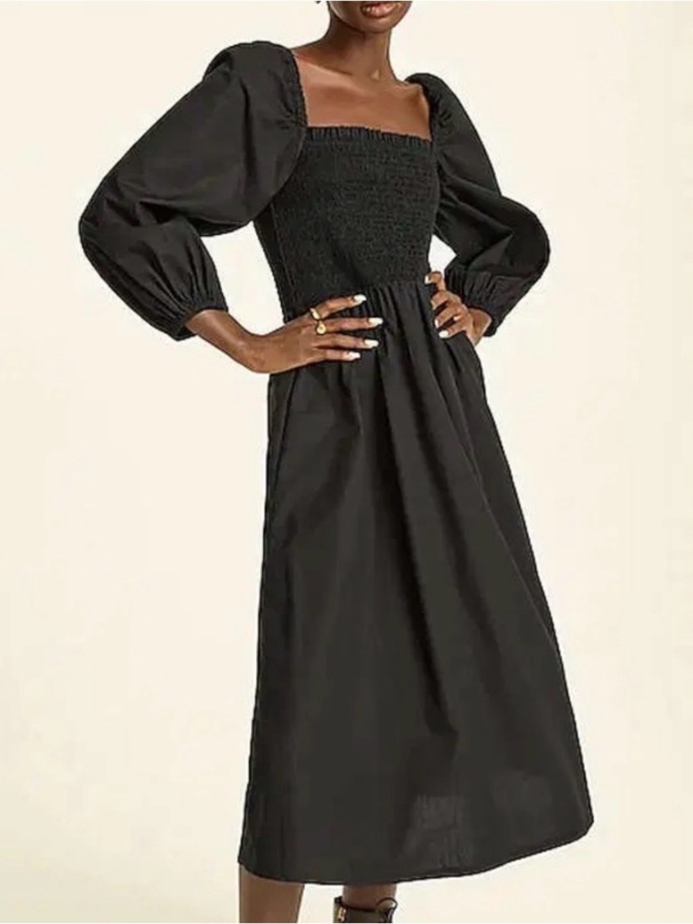 J.Crew Smocked Puff-Sleeve Dress